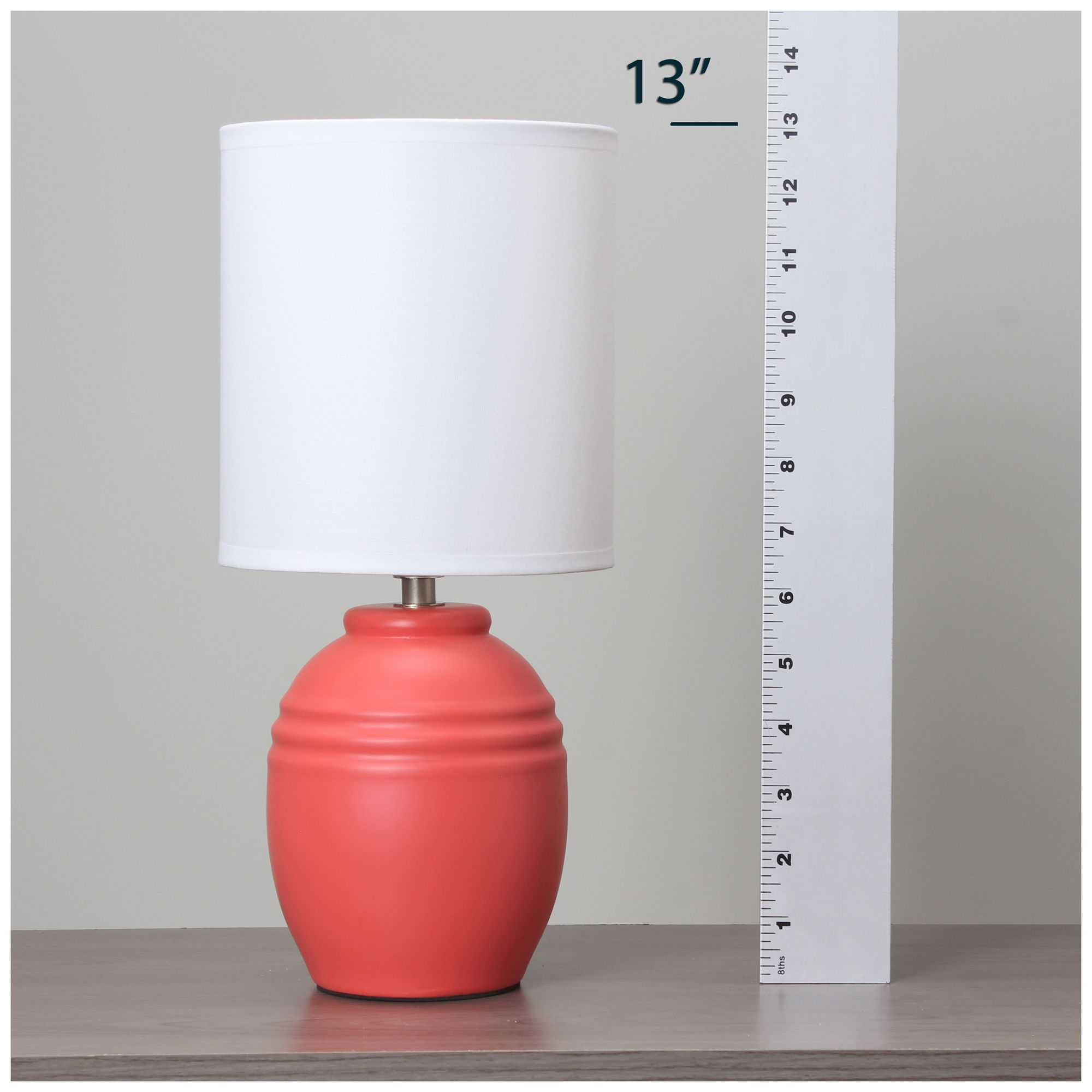 Simple Designs 12.5" Mini Classic Jar Table Lamp w Fabric Shade,, Orange