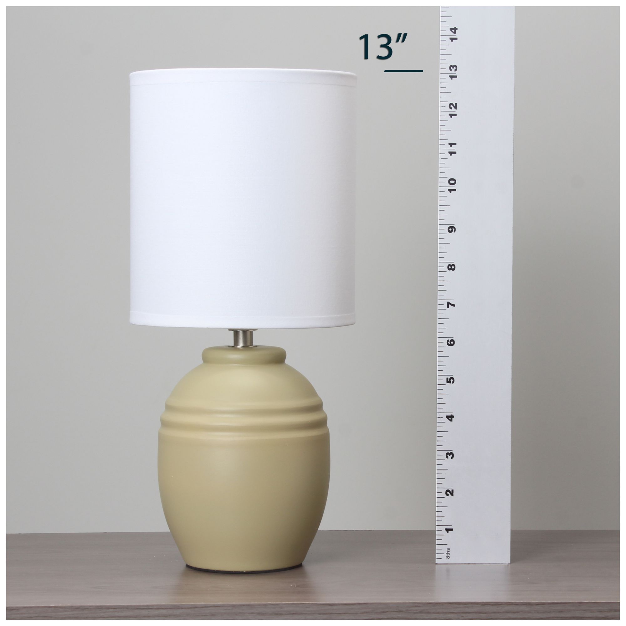 Simple Designs 12.5" Mini Classic Jar Table Lamp w Fbc Shade, Khaki