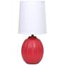 1_Simple Designs 12.5" Mini Textured Oval Table Lamp, White Fabric Shade,Red