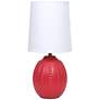 2_Simple Designs 12.5" Mini Textured Oval Table Lamp, White Fabric Shade,Red more views