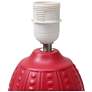 Simple Designs 12.5" Mini Textured Oval Table Lamp, White Fabric Shade,Red