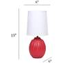 4_Simple Designs 12.5" Mini Textured Oval Table Lamp, White Fabric Shade,Red more views
