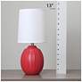 7_Simple Designs 12.5" Mini Textured Oval Table Lamp, White Fabric Shade,Red more views