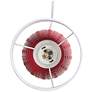 Simple Designs 12.5" Mini Textured Oval Table Lamp, White Fabric Shade,Red