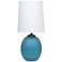 Simple Designs 12.5" Mini Textured Oval Table Lamp, WHT Fabric Shade, Teal