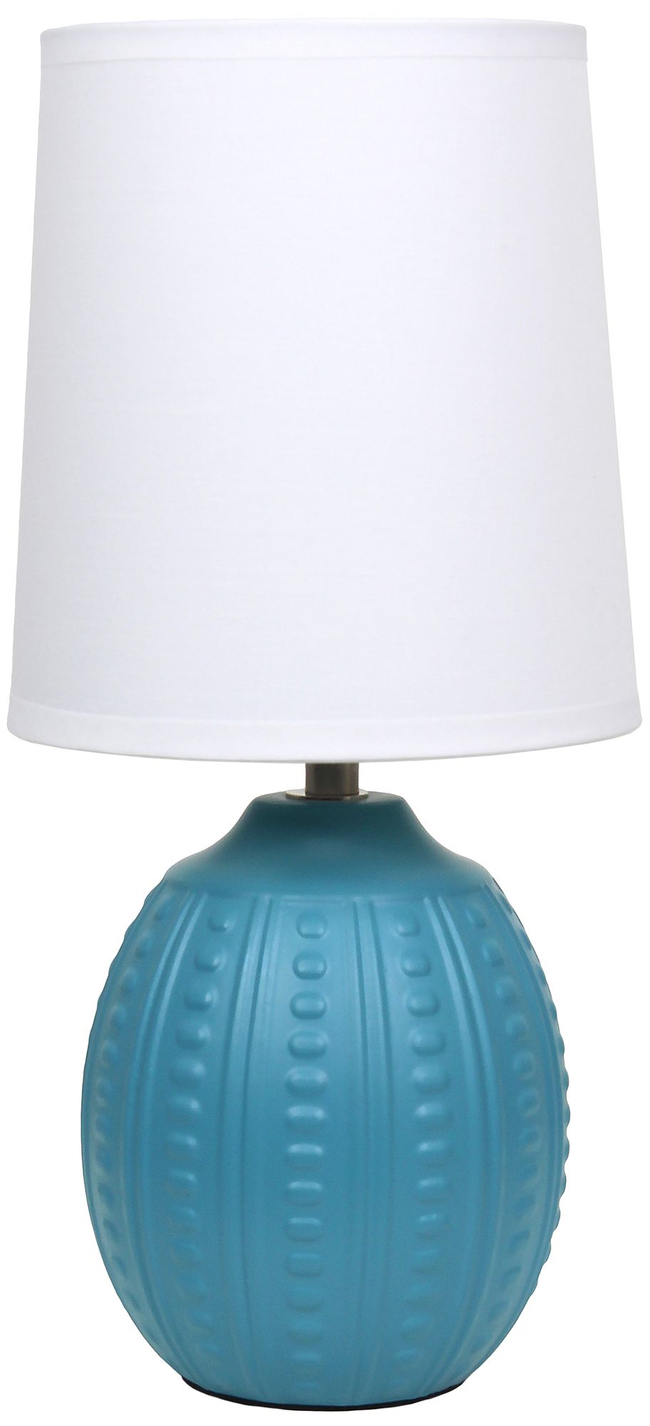 Image 2 Simple Designs 12.5" Mini Textured Oval Table Lamp, WHT Fabric Shade, Teal more views
