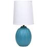 2_Simple Designs 12.5" Mini Textured Oval Table Lamp, WHT Fabric Shade, Teal more views