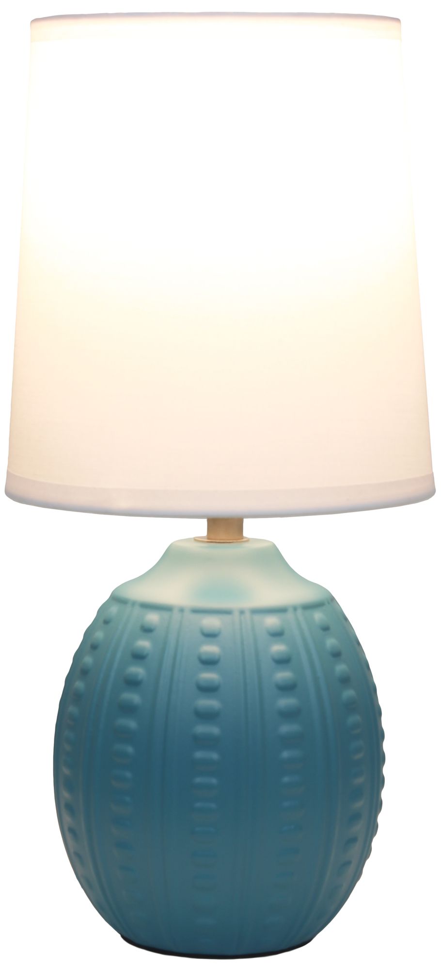 Image 3 Simple Designs 12.5" Mini Textured Oval Table Lamp, WHT Fabric Shade, Teal more views
