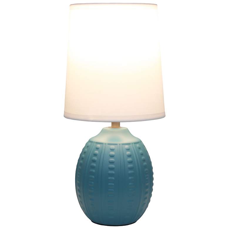 Image 3 Simple Designs 12.5" Mini Textured Oval Table Lamp, WHT Fabric Shade, Teal more views