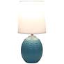 3_Simple Designs 12.5" Mini Textured Oval Table Lamp, WHT Fabric Shade, Teal more views