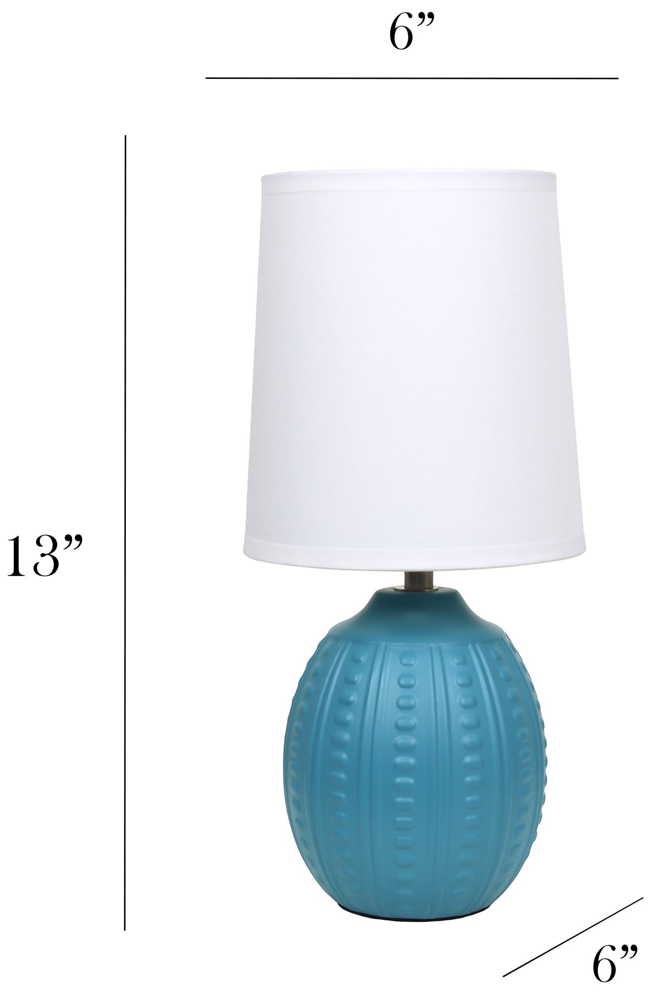 Image 4 Simple Designs 12.5" Mini Textured Oval Table Lamp, WHT Fabric Shade, Teal more views