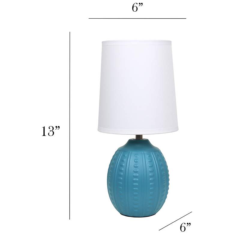 Image 4 Simple Designs 12.5" Mini Textured Oval Table Lamp, WHT Fabric Shade, Teal more views