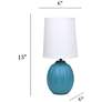 4_Simple Designs 12.5" Mini Textured Oval Table Lamp, WHT Fabric Shade, Teal more views