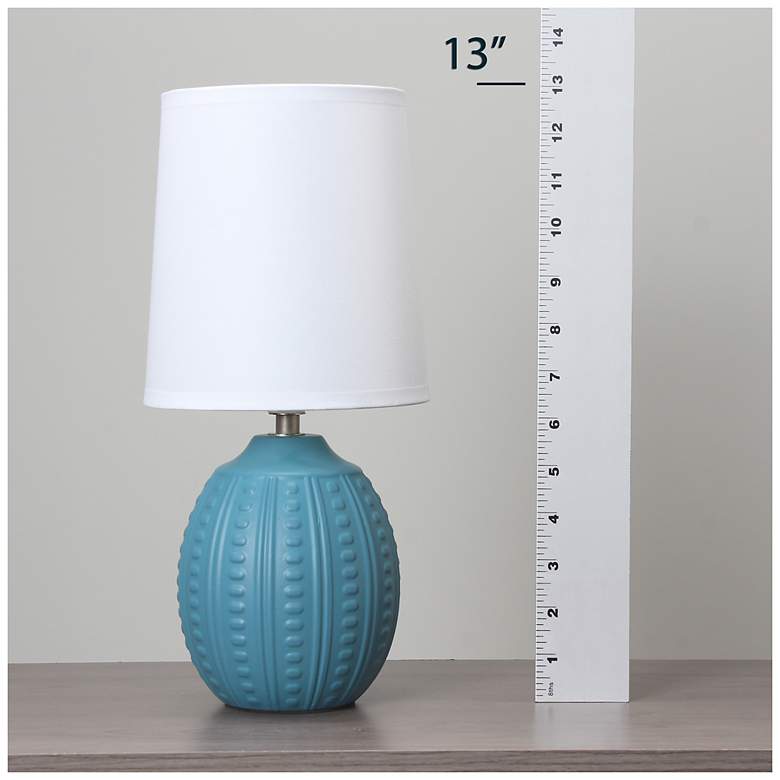 Image 7 Simple Designs 12.5" Mini Textured Oval Table Lamp, WHT Fabric Shade, Teal more views
