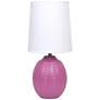 1_Simple Designs 12.5" Mini Textured Oval Tb Lamp, Wht Fabric Shade, Fuschia