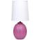 Simple Designs 12.5" Mini Textured Oval Tb Lamp, Wht Fabric Shade, Fuschia