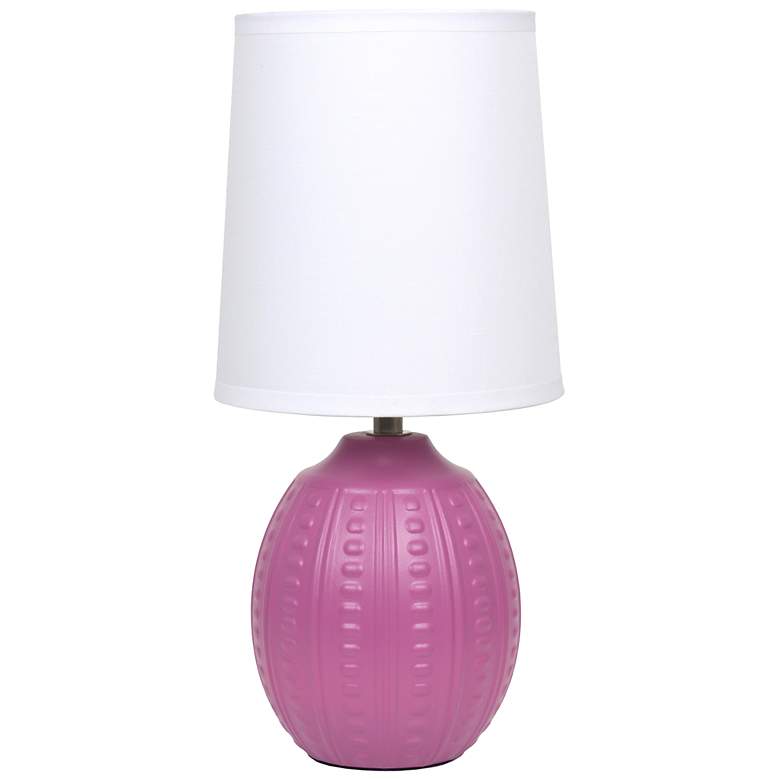Image 2 Simple Designs 12.5" Mini Textured Oval Tb Lamp, Wht Fabric Shade, Fuschia more views