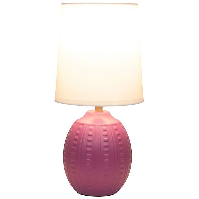 Image 3 Simple Designs 12.5" Mini Textured Oval Tb Lamp, Wht Fabric Shade, Fuschia more views