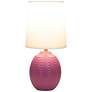 3_Simple Designs 12.5" Mini Textured Oval Tb Lamp, Wht Fabric Shade, Fuschia more views