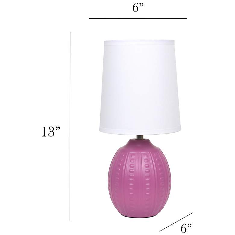 Image 4 Simple Designs 12.5" Mini Textured Oval Tb Lamp, Wht Fabric Shade, Fuschia more views