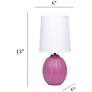 4_Simple Designs 12.5" Mini Textured Oval Tb Lamp, Wht Fabric Shade, Fuschia more views