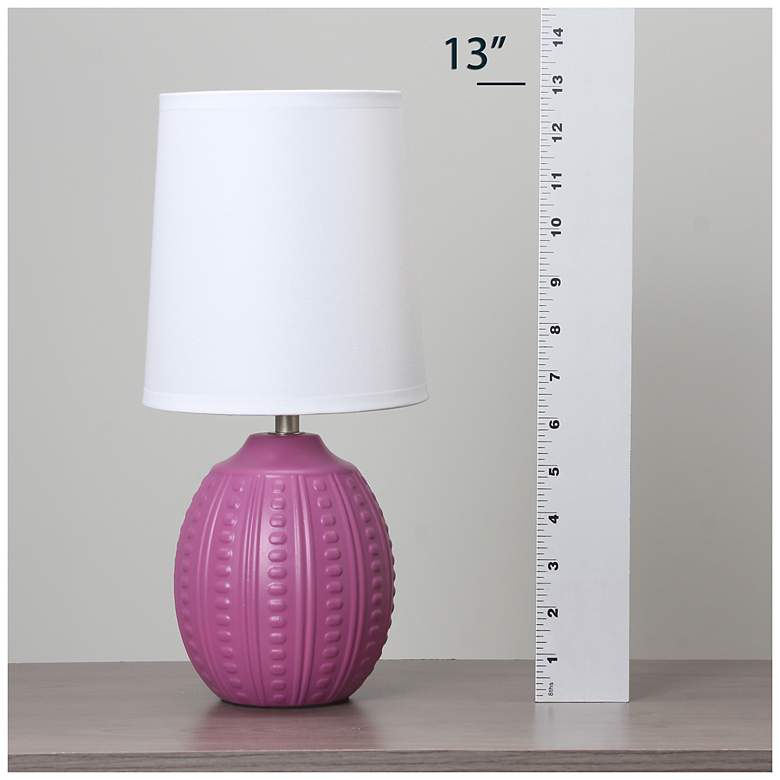 Image 7 Simple Designs 12.5" Mini Textured Oval Tb Lamp, Wht Fabric Shade, Fuschia more views