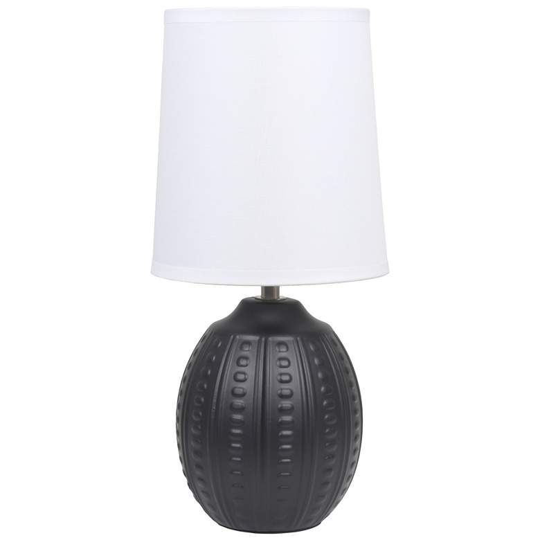 Image 1 Simple Designs 12.5" Mini Textured Oval Tb Lp, White Fabric Shade, Black
