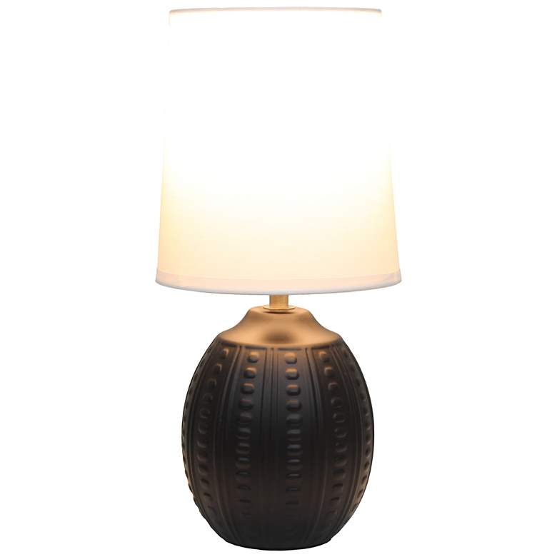 Image 3 Simple Designs 12.5" Mini Textured Oval Tb Lp, White Fabric Shade, Black more views