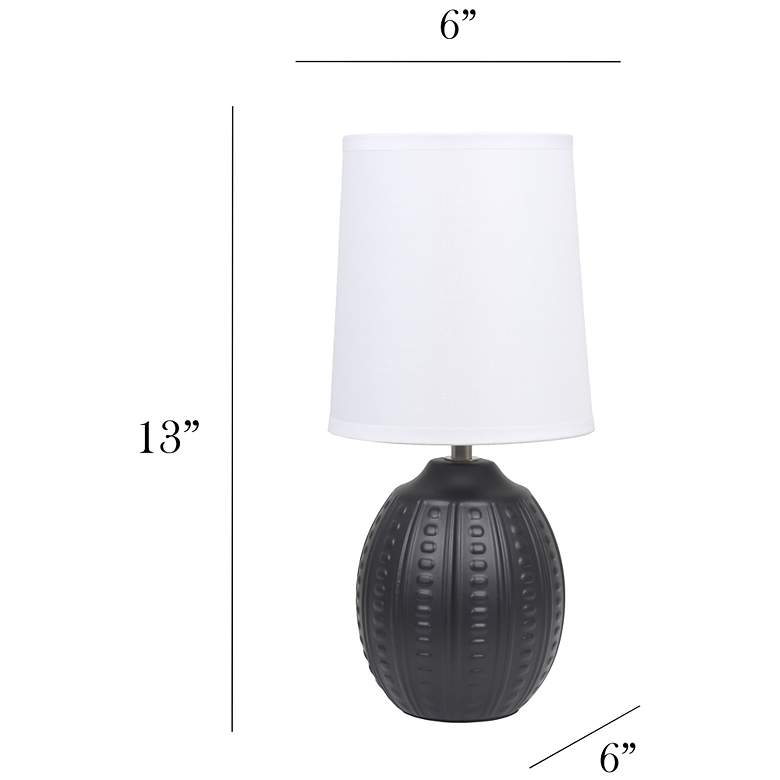 Image 4 Simple Designs 12.5" Mini Textured Oval Tb Lp, White Fabric Shade, Black more views