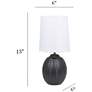 4_Simple Designs 12.5" Mini Textured Oval Tb Lp, White Fabric Shade, Black more views