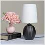 5_Simple Designs 12.5" Mini Textured Oval Tb Lp, White Fabric Shade, Black more views