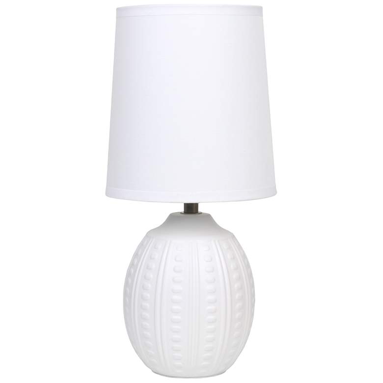 Image 1 Simple Designs 12.5" Mini Textured Oval Tb Lp, White Fabric Shade,Off White
