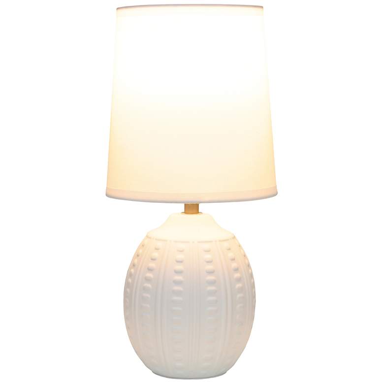 Image 3 Simple Designs 12.5" Mini Textured Oval Tb Lp, White Fabric Shade,Off White more views