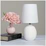 5_Simple Designs 12.5" Mini Textured Oval Tb Lp, White Fabric Shade,Off White more views