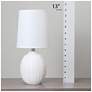 7_Simple Designs 12.5" Mini Textured Oval Tb Lp, White Fabric Shade,Off White more views