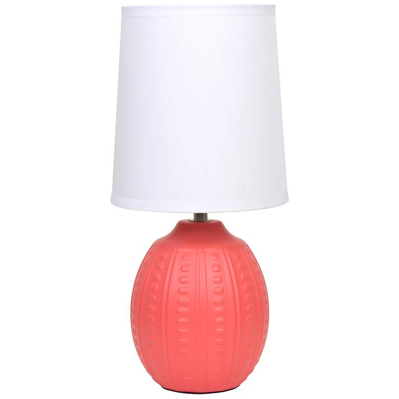 Image 2 Simple Designs 12.5" Mini Textured Oval Tb Lp, White Fabric Shade, Orange more views