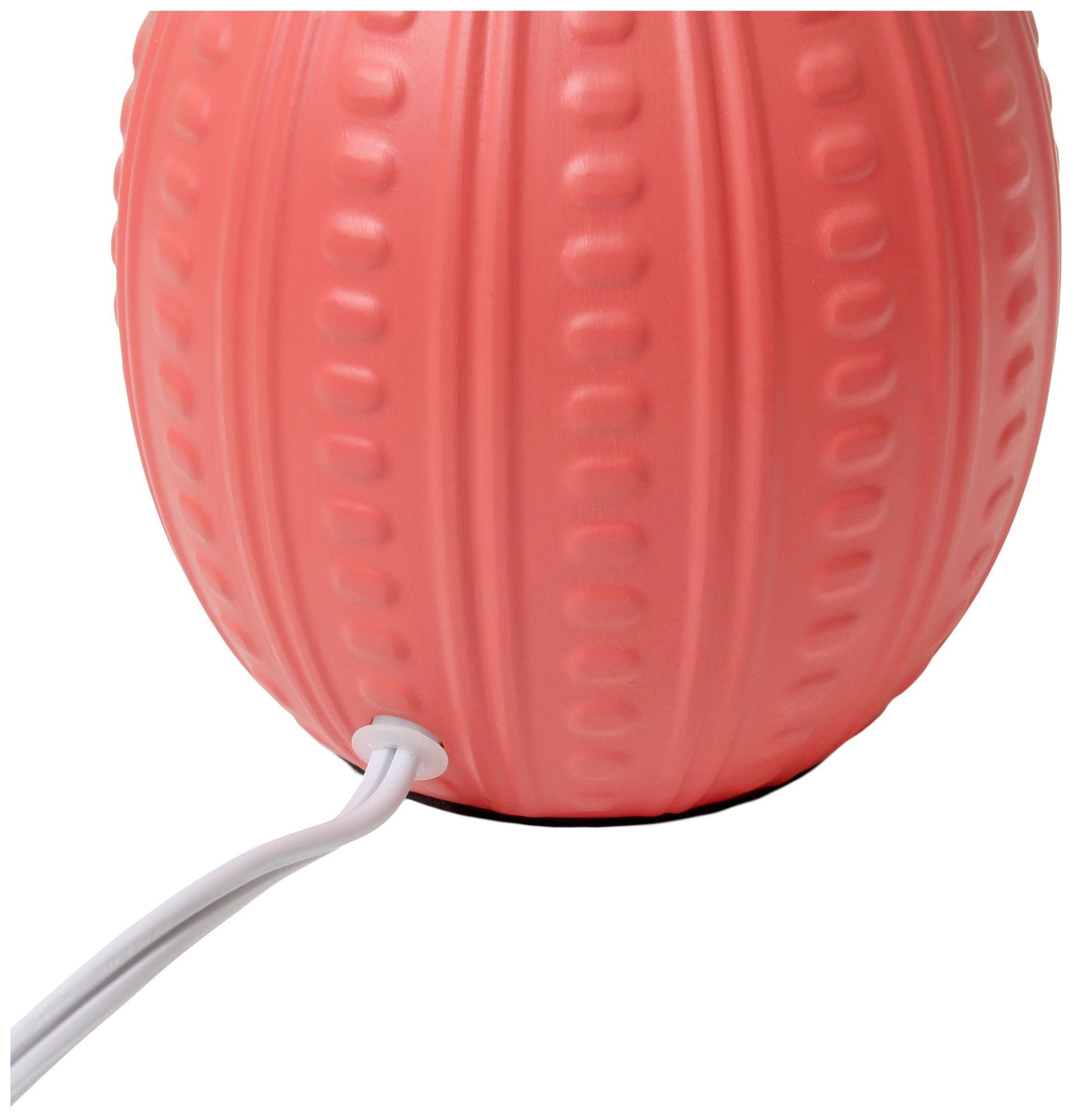 Simple Designs 12.5" Mini Textured Oval Tb Lp, White Fabric Shade, Orange