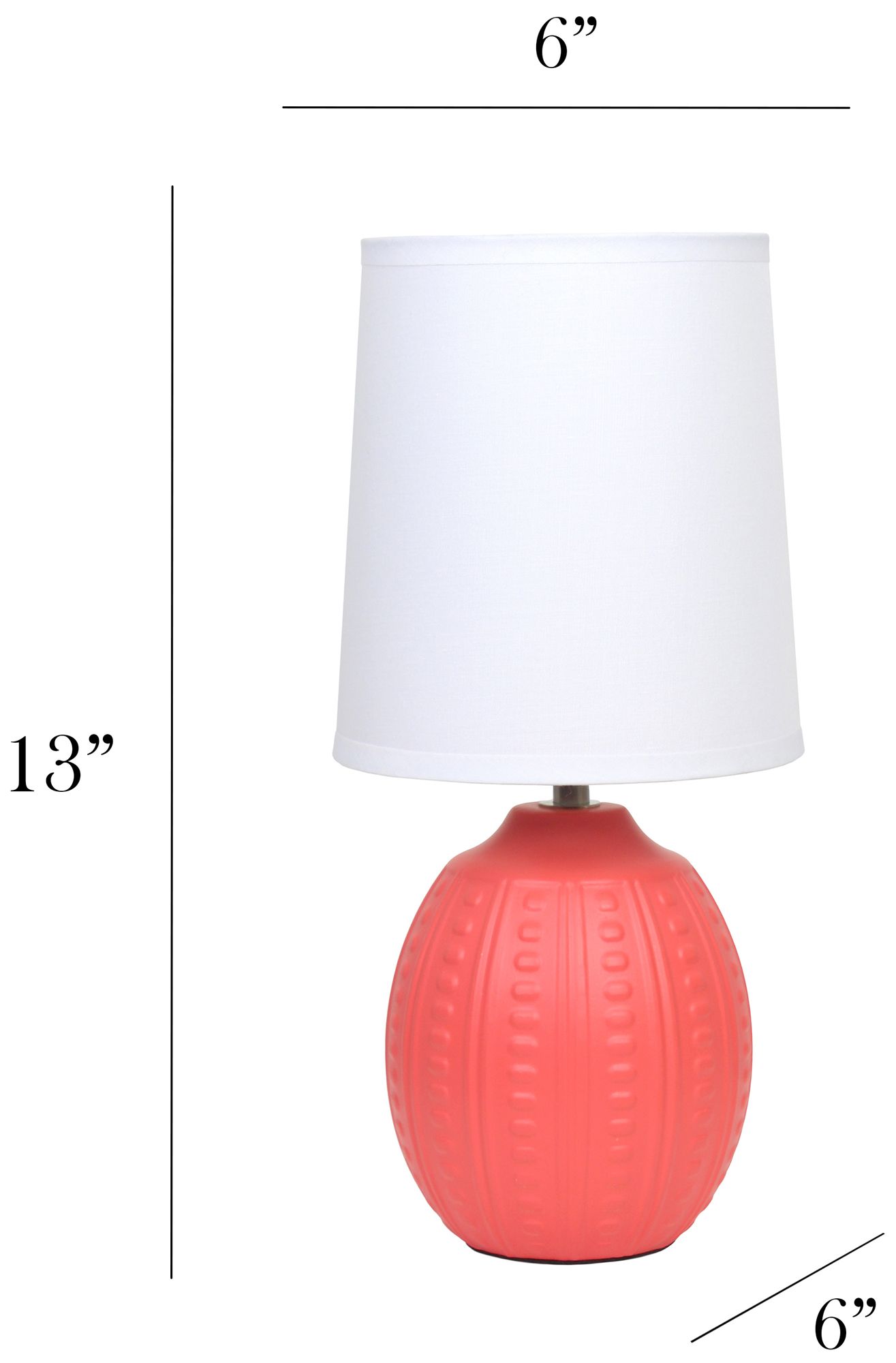 Image 4 Simple Designs 12.5" Mini Textured Oval Tb Lp, White Fabric Shade, Orange more views