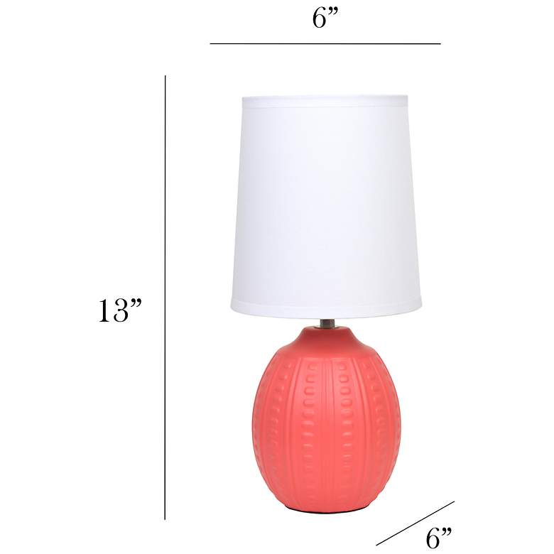 Image 4 Simple Designs 12.5" Mini Textured Oval Tb Lp, White Fabric Shade, Orange more views