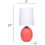 4_Simple Designs 12.5" Mini Textured Oval Tb Lp, White Fabric Shade, Orange more views