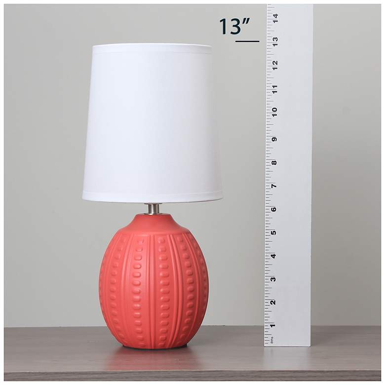 Image 7 Simple Designs 12.5" Mini Textured Oval Tb Lp, White Fabric Shade, Orange more views