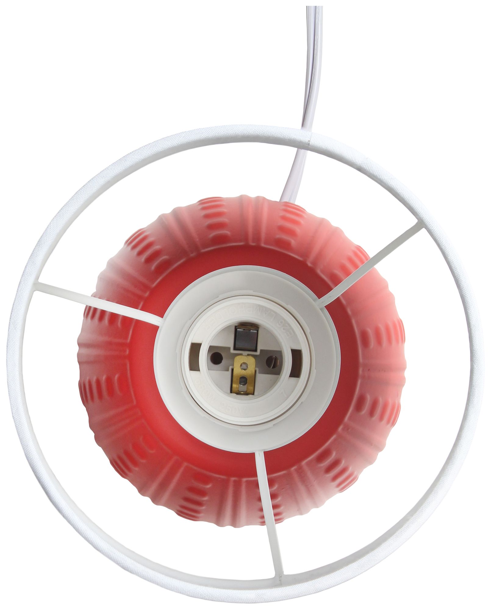 Simple Designs 12.5" Mini Textured Oval Tb Lp, White Fabric Shade, Orange