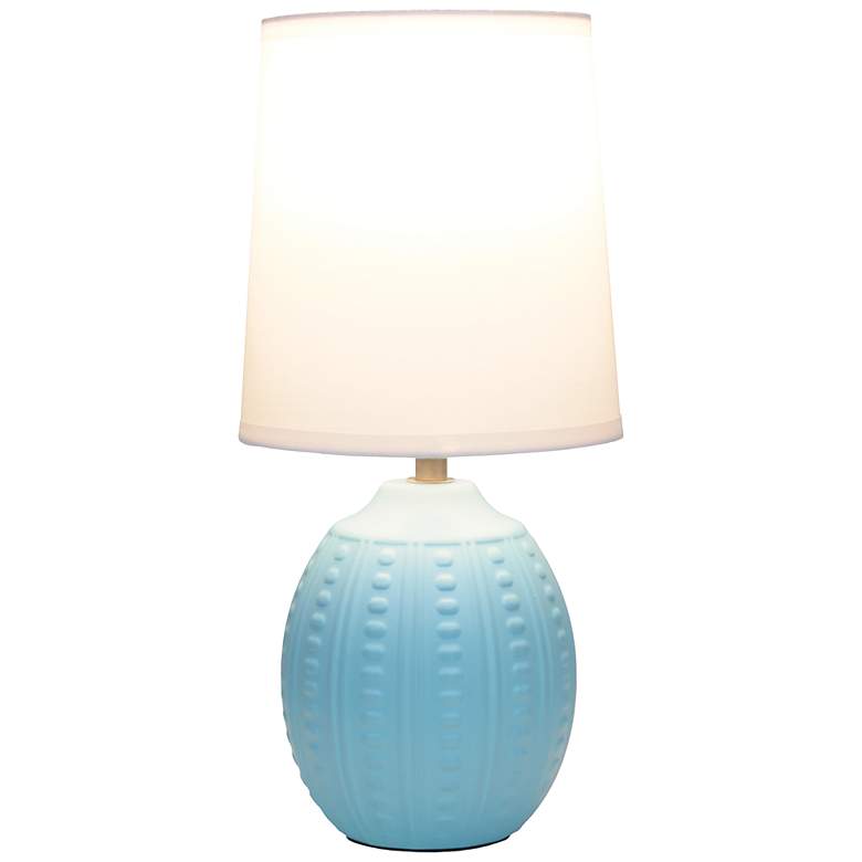 Image 3 Simple Designs 12.5" Mini Textured Oval Tbl Lp, Wht Fbc Shade, Baby Blue more views