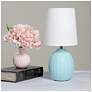 5_Simple Designs 12.5" Mini Textured Oval Tbl Lp, Wht Fbc Shade, Baby Blue more views