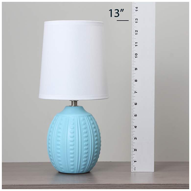 Image 7 Simple Designs 12.5" Mini Textured Oval Tbl Lp, Wht Fbc Shade, Baby Blue more views