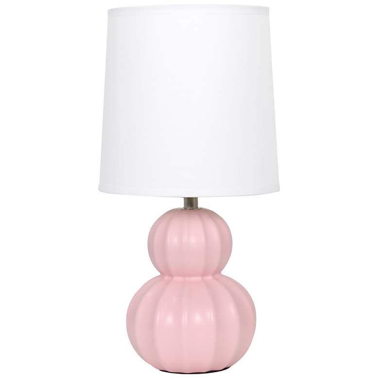 Image 2 Simple Designs 12.5" Stacked Gourd Ceramic Table Lamp, Pink, Wht Fbc Shade