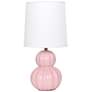 2_Simple Designs 12.5" Stacked Gourd Ceramic Table Lamp, Pink, Wht Fbc Shade