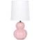 Simple Designs 12.5" Stacked Gourd Ceramic Table Lamp, Pink, Wht Fbc Shade