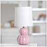 1_Simple Designs 12.5" Stacked Gourd Ceramic Table Lamp, Pink, Wht Fbc Shade
