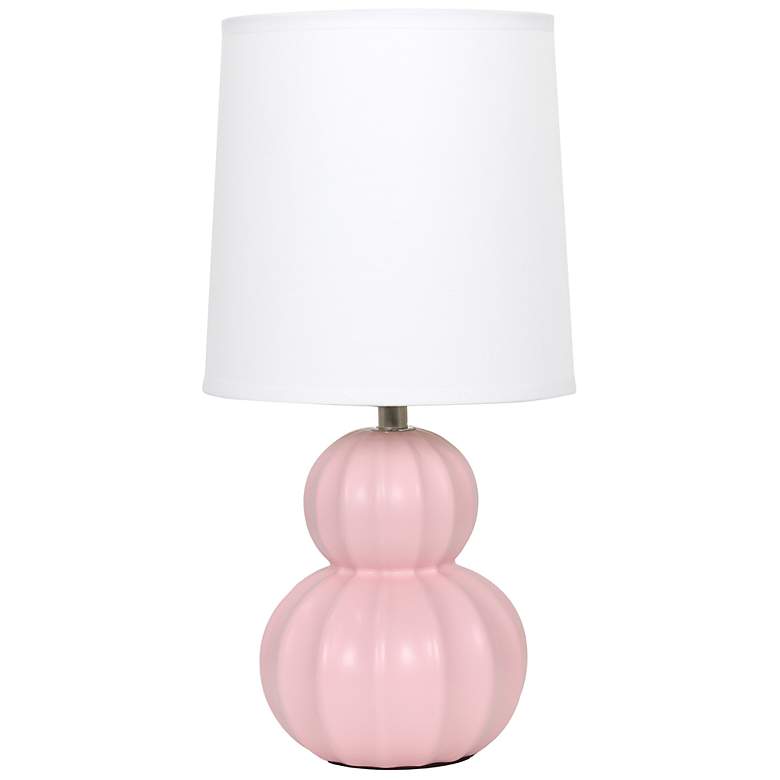 Image 3 Simple Designs 12.5" Stacked Gourd Ceramic Table Lamp, Pink, Wht Fbc Shade more views